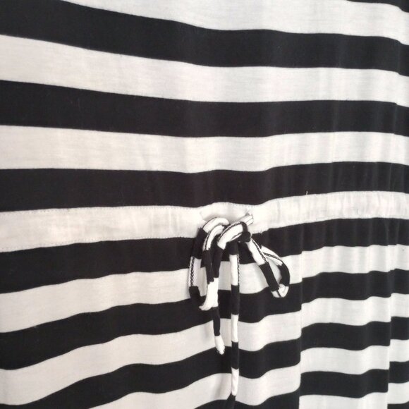 Calvin Klein Black & White Striped Drawstring Waist Dress - Picture 4 of 6